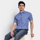 Men's 100% Cotton Casual Shirt, Mid Blue, small image number null